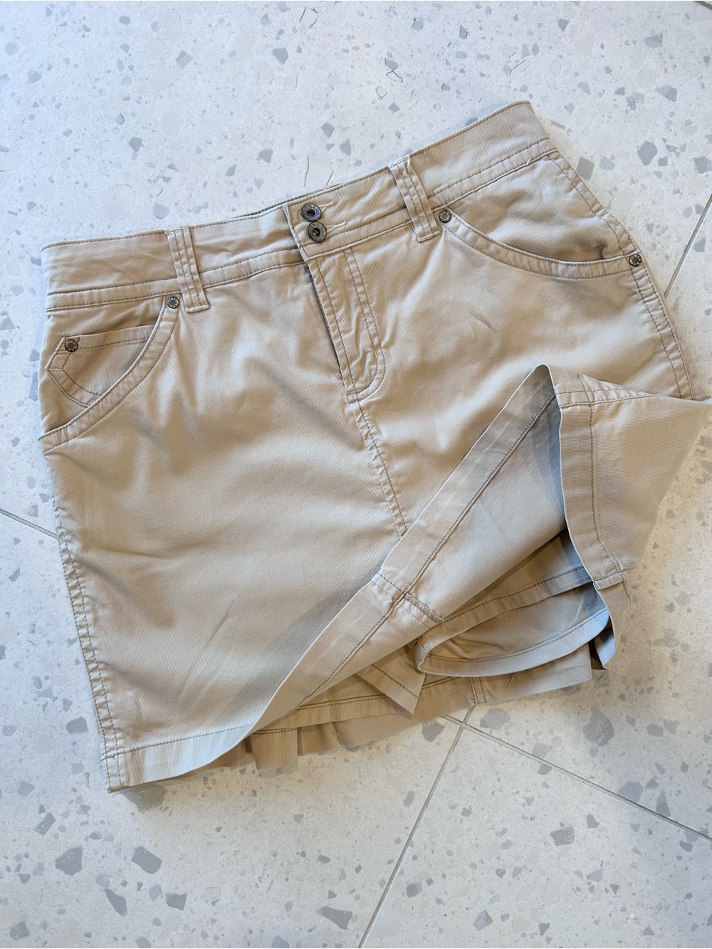Vintage 90s Y2K Micro Corduroy Tan Cotton Skort
